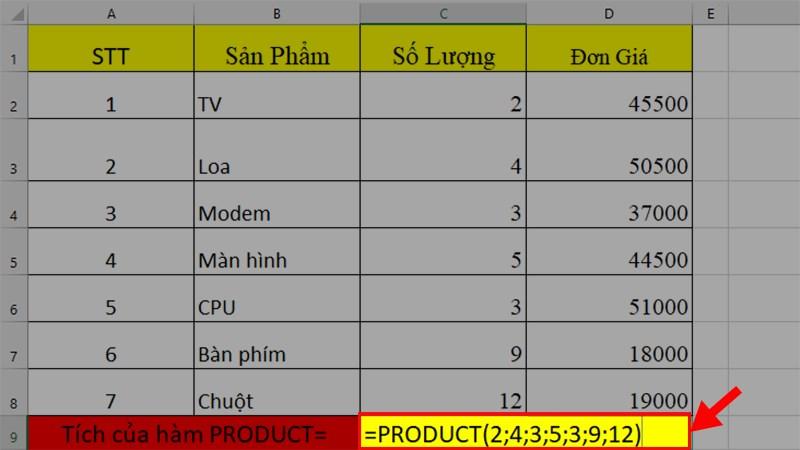 Cách dùng hàm nhân (hàm PRODUCT) trong Excel một cách dễ hiểu nhất