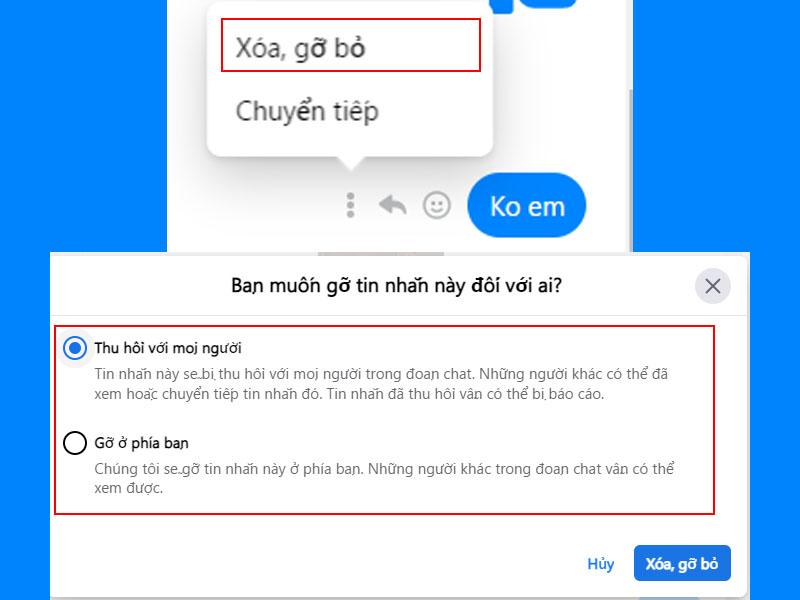 cách xóa tin nhắn đoạn