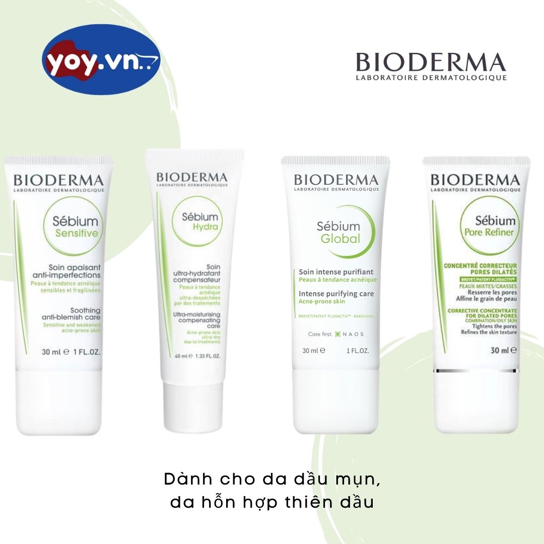 Kem Dưỡng Ẩm Bioderma Dòng Sébium Xanh Kiểm Soát Dầu, Trị Mụn, Se Khít Lỗ Chân Lông Cho Da Dầu Mụn, Da Mụn Nhạy Cảm, Da Hỗn Hợp Thiên Dầu