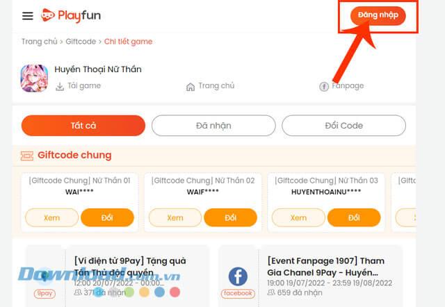 Code Huyền Thoại Nữ Thần Funtap mới nhất