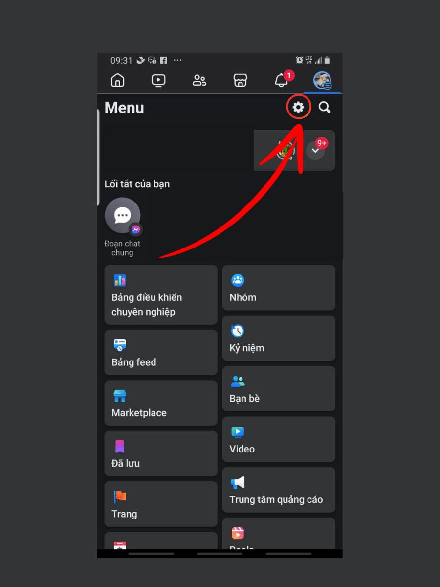 Đăng nhập vào Facebook và chọn Cài đặt