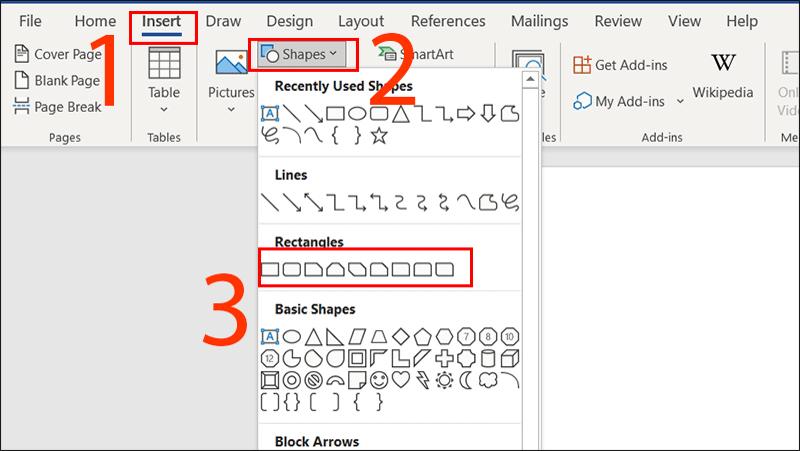 Cách tạo khung bìa trong Word 365, 2019, 2016, 2013 bước 1