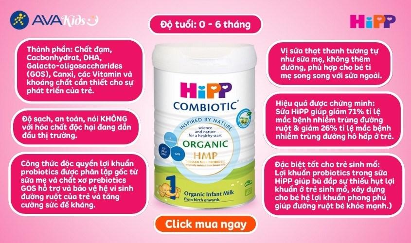 Sữa bột HiPP Organic Combiotic số 1 800g (0 - 6 tháng)