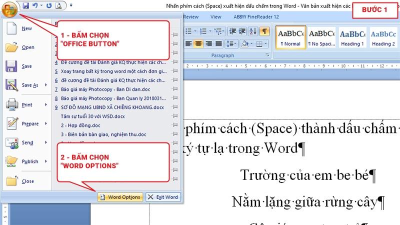 2 cách sửa lỗi dấu cách thành dấu chấm trong Word 2010 đơn giản