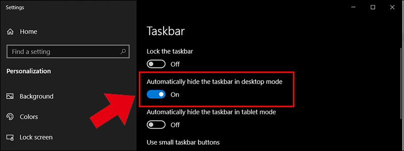 Chọn Taskbar settings