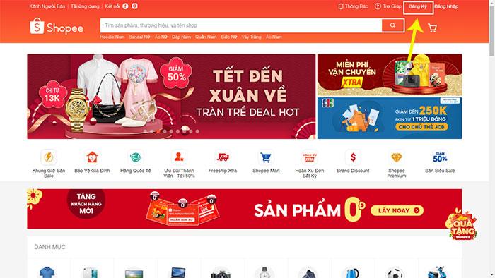 cách đăng ký tài khoản mua hàng shopee
