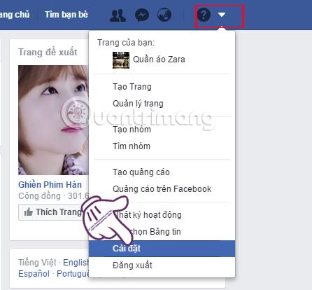 Mục Thông báo trên Facebook