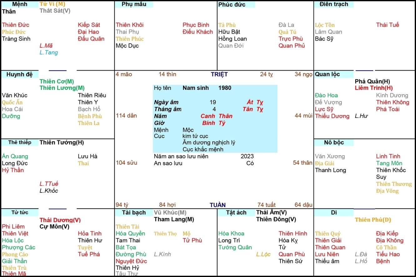 Xem Tử Vi Nam 1980, tử vi tuổi Canh Thân, tử vi năm 1980, tử vi Nam 1980, lập tử vi Nam 1980