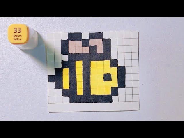 Handmade Pixel Art - How to draw kawaii bee Cách vẽ ong vàng cute #pixelart