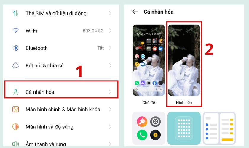 Chọn Cá nhân hóa và chọn mục Hình nền